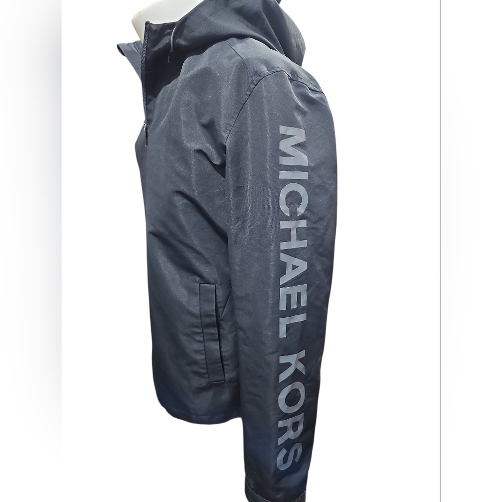 Michael Kors Black Hooded Jacket Logo Sleeve - Picture 3 of 5